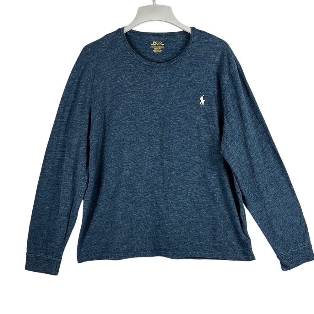 Polo‎ by Ralph Lauren Long Sleeve Pullover Shirt Men's Size XL Custom Fit Blue
